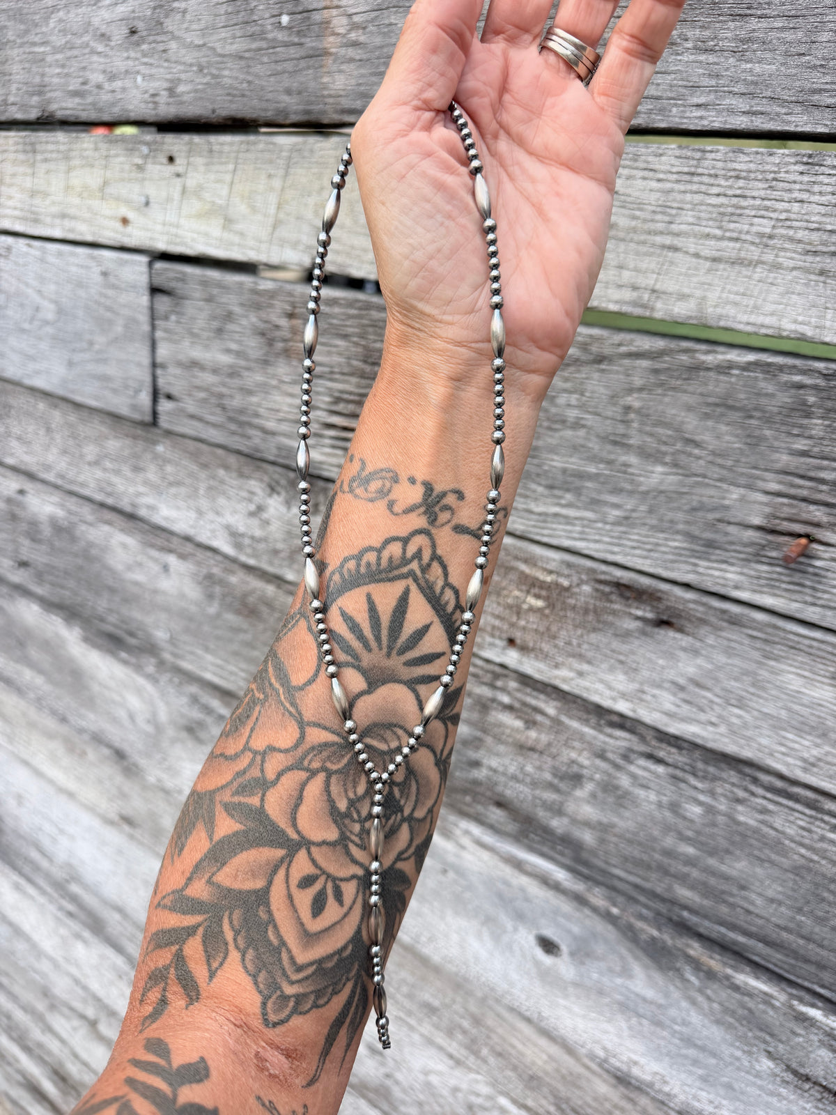 Torpedo and Round Sterling Pearl Lariat Necklace