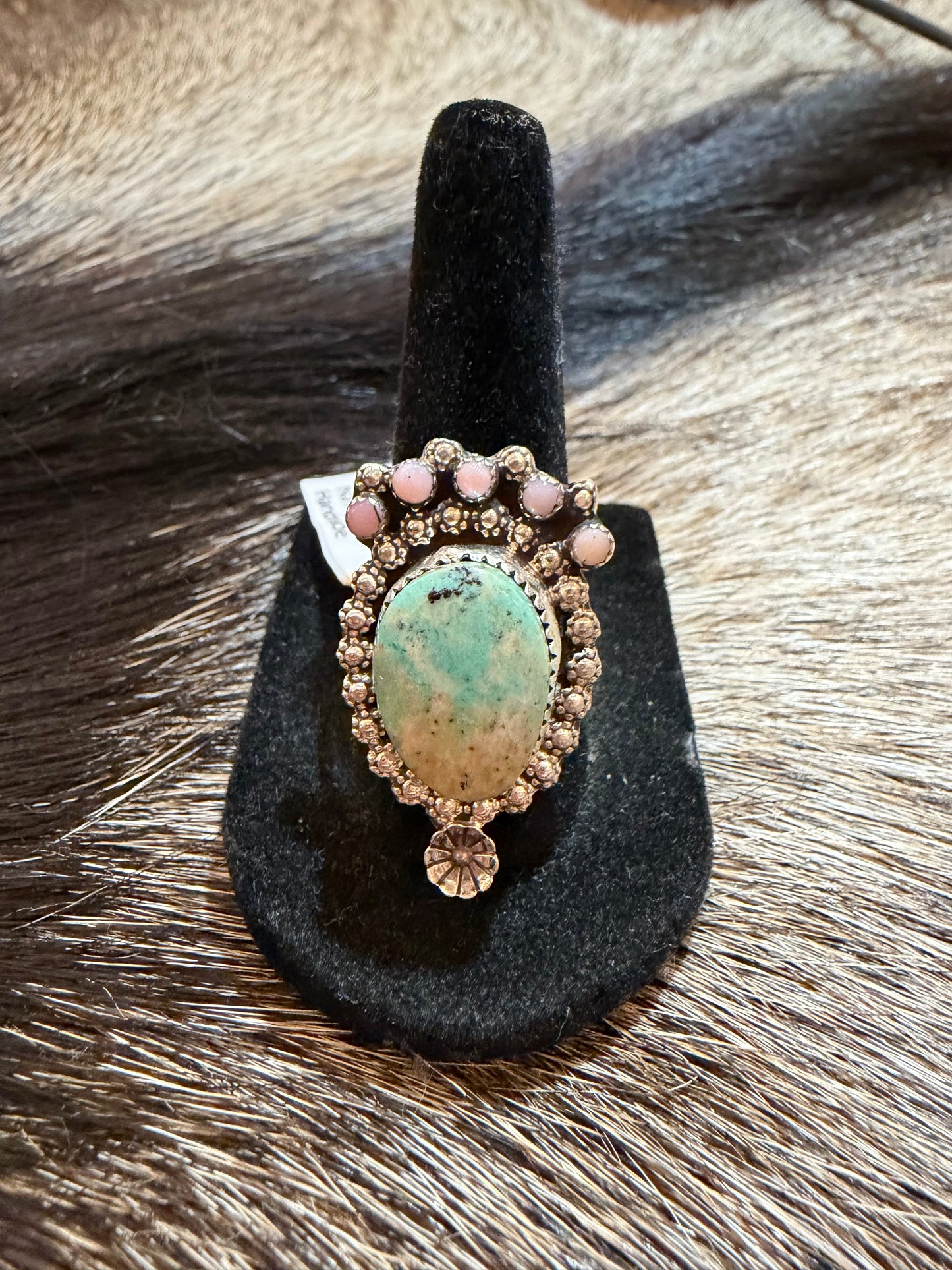 Darren Begay Navajo Made #8 and Pink Conch Ring