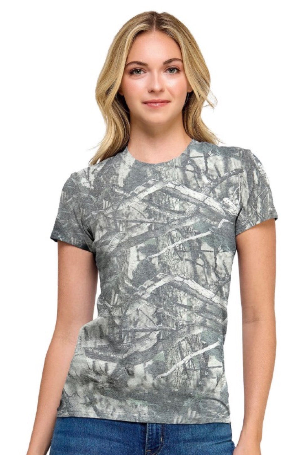 Basic Short Sleeve Camo Tee in Olive