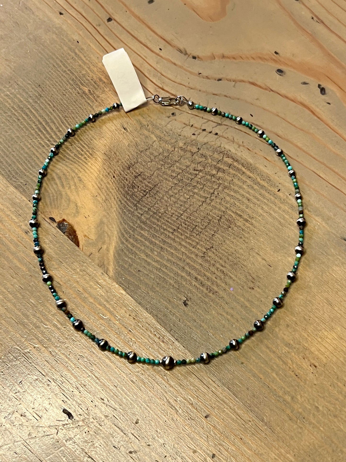 18” Sterling Pearl and African Turquoise Necklace