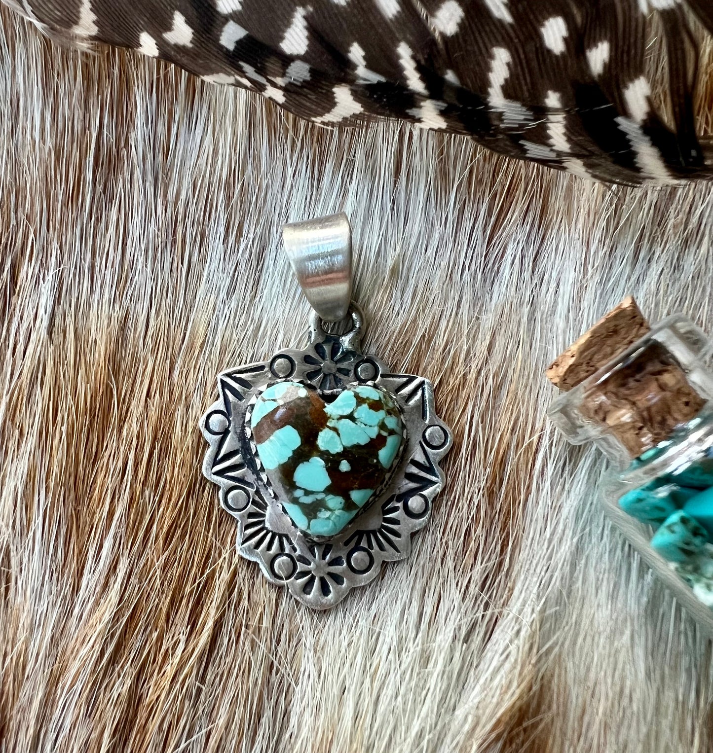 #8 Turquoise Heart Sterling Silver Pendant