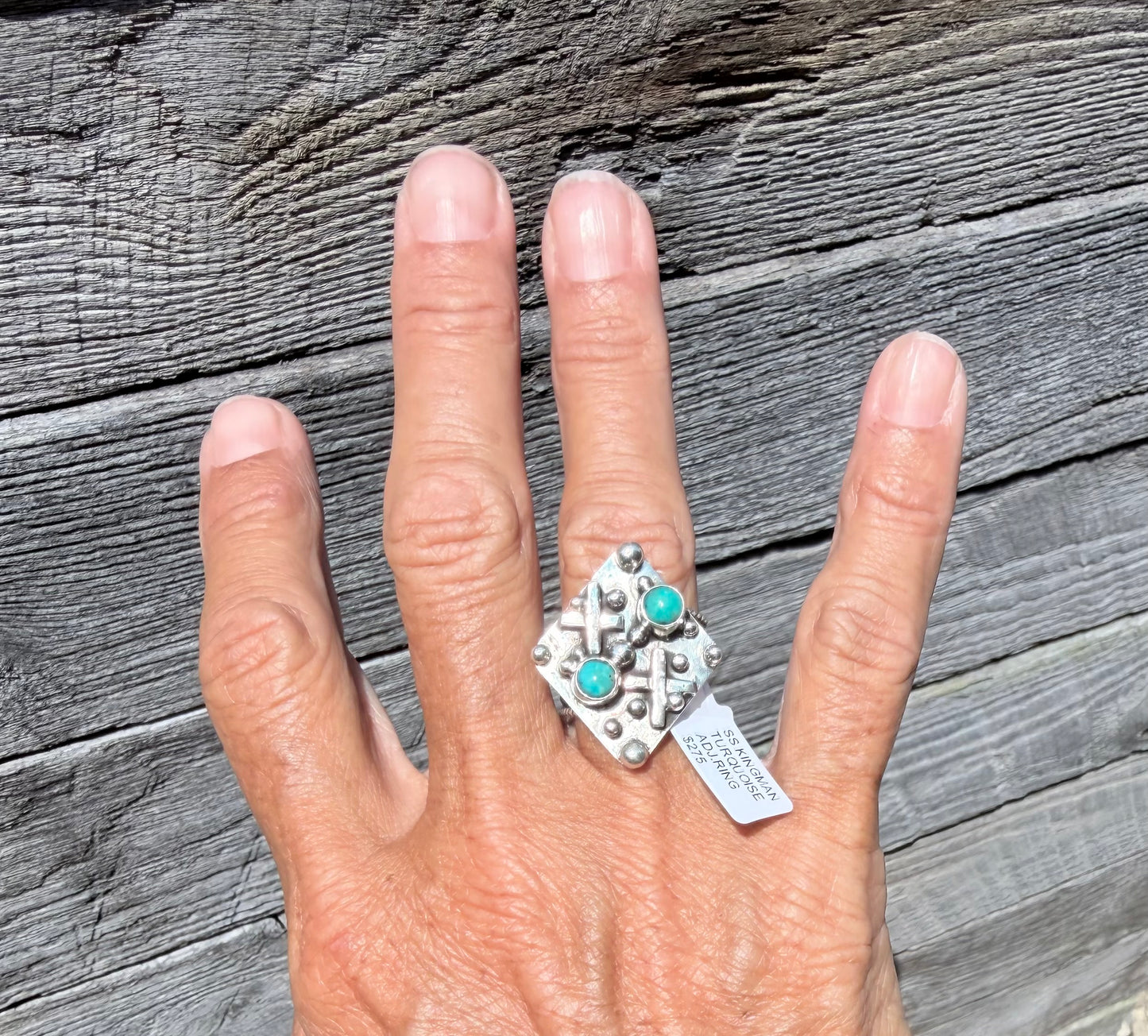 Native Made By Harold Becenti Kingman Turquoise Sterling Silver Cuff Ring