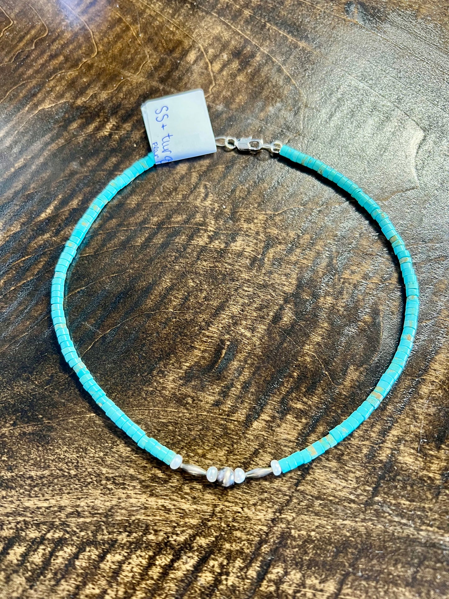 African Turquoise and Sterling Silver Pearls with Authentic Pearls