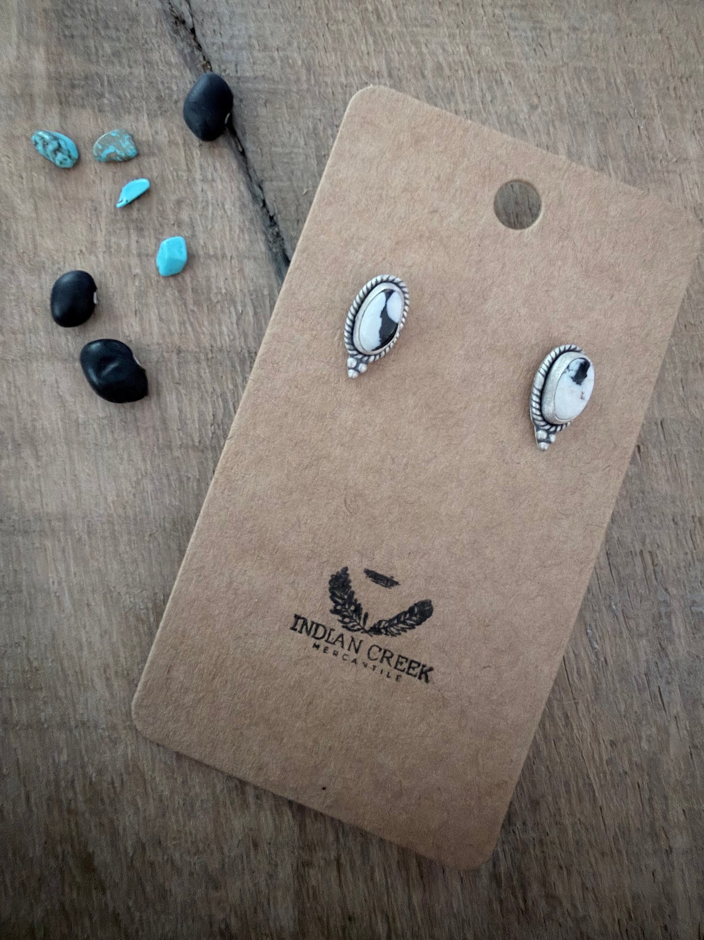 White Buffalo Sterling Stud Earrings