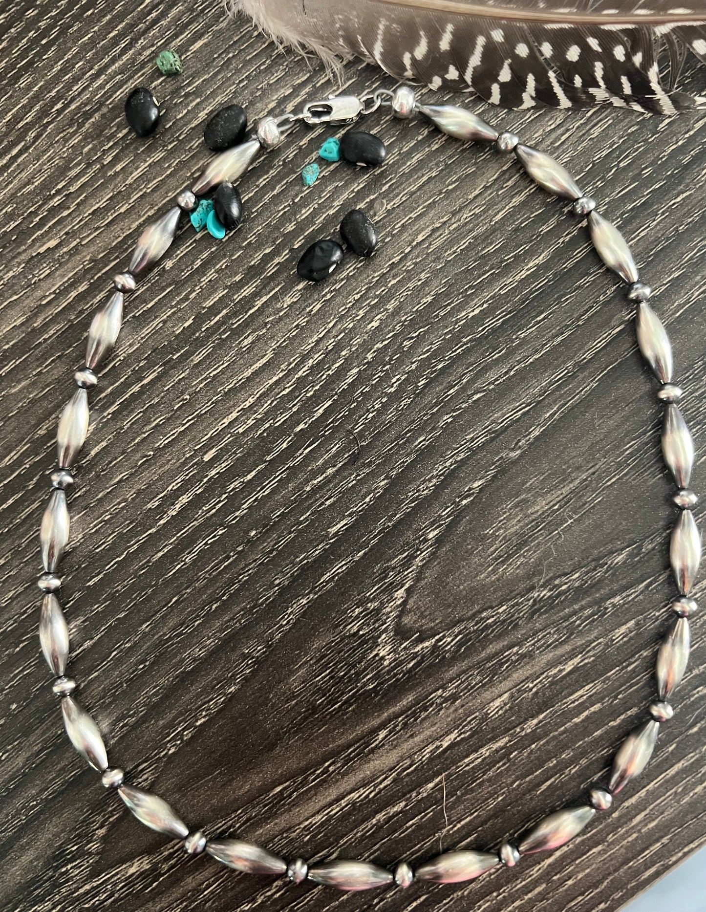 Sterling Torpedo with Round Bead Necklace