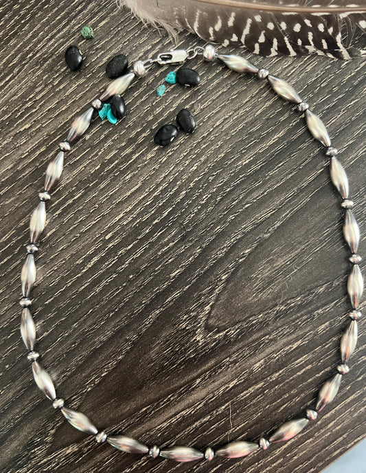 Sterling Torpedo with Round Bead Necklace