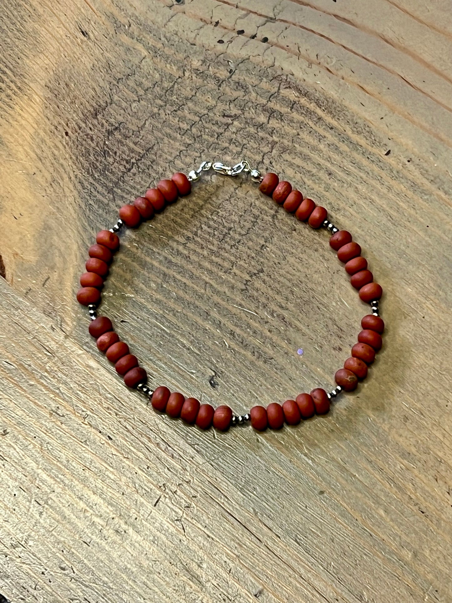 Sterling Pearl with Red Jasper Bead Bracelet