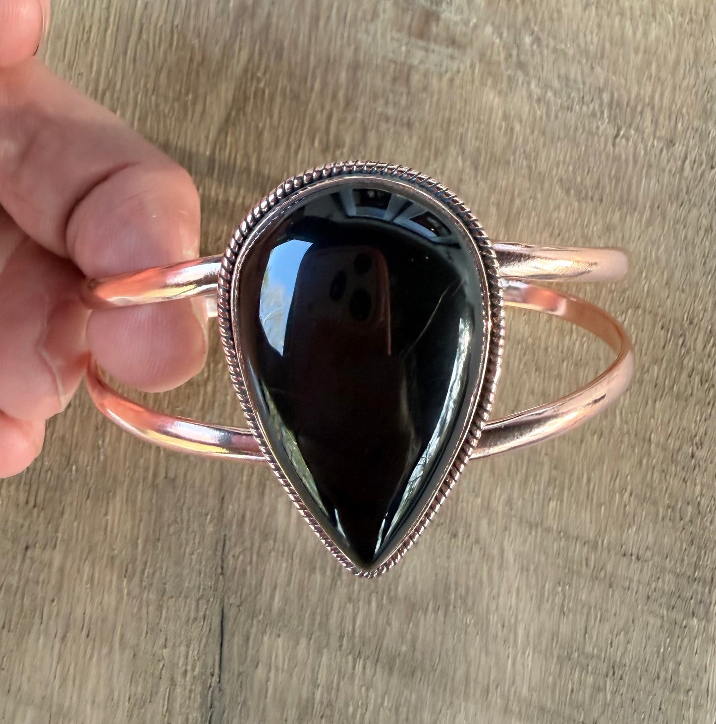 Black Onyx and Copper Cuff Bracelet