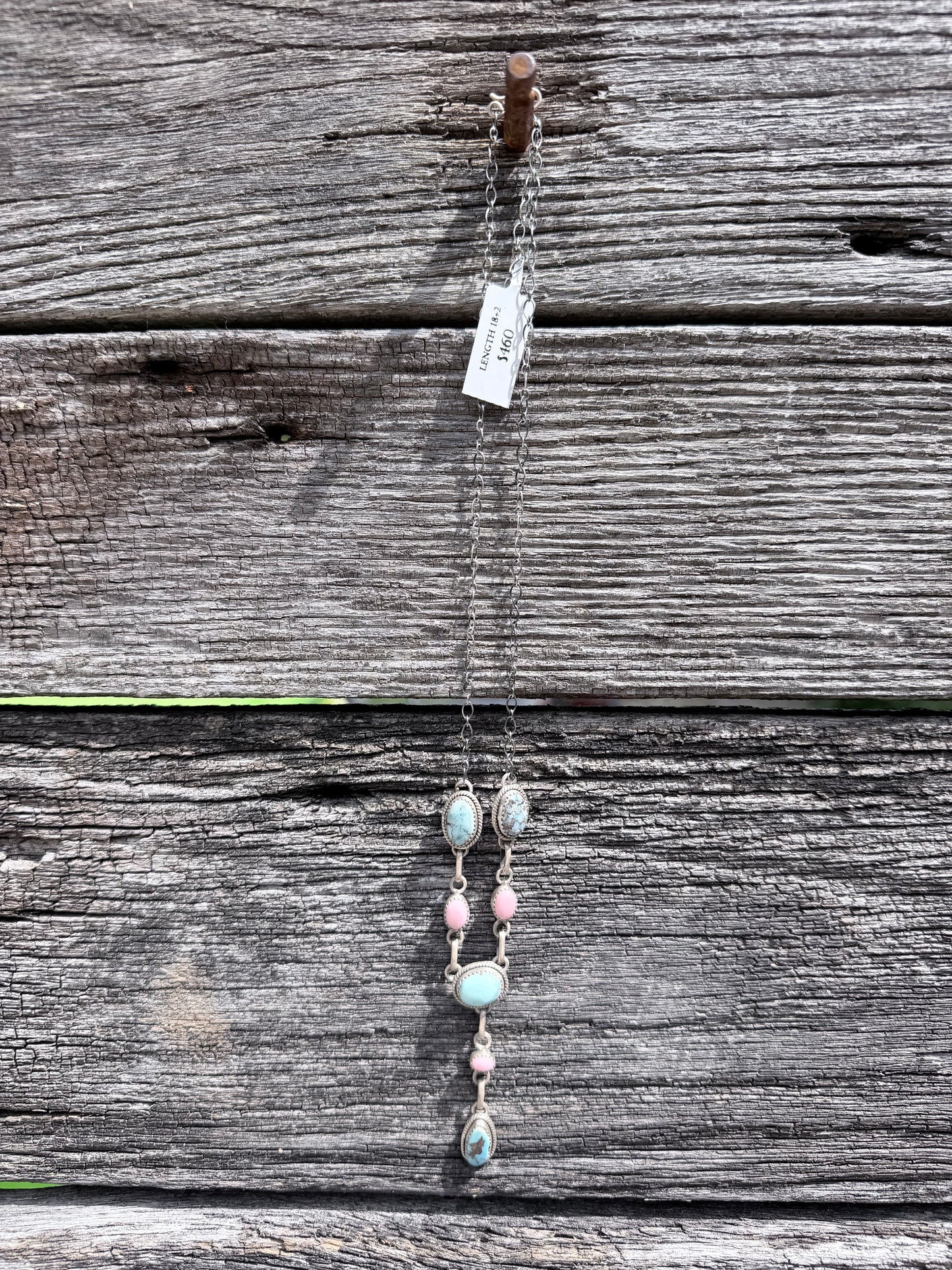 Golden Hill and Pink Conch Sterling Silver Chain Necklace