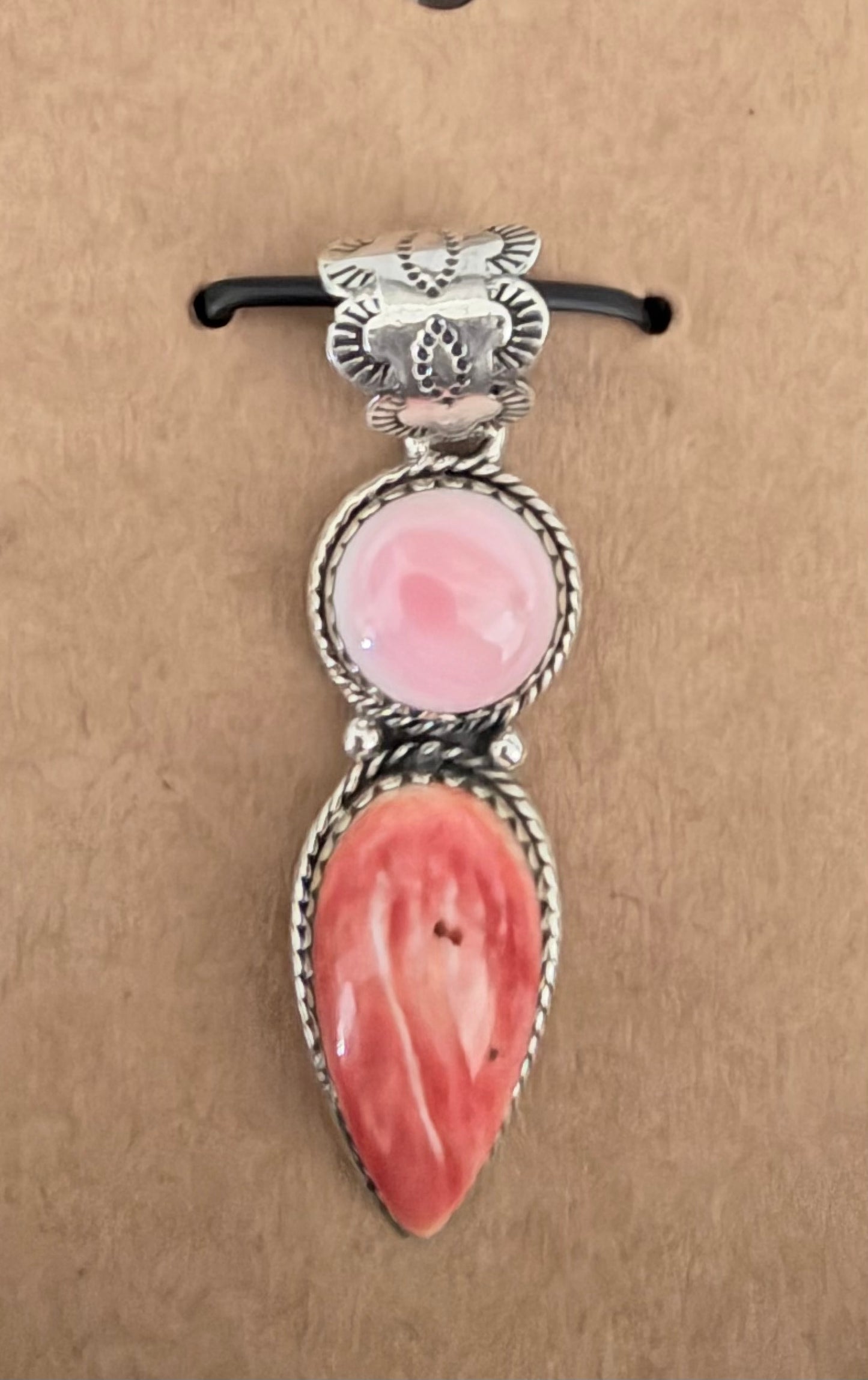 Pink Conch and Orange Spiny Pendant