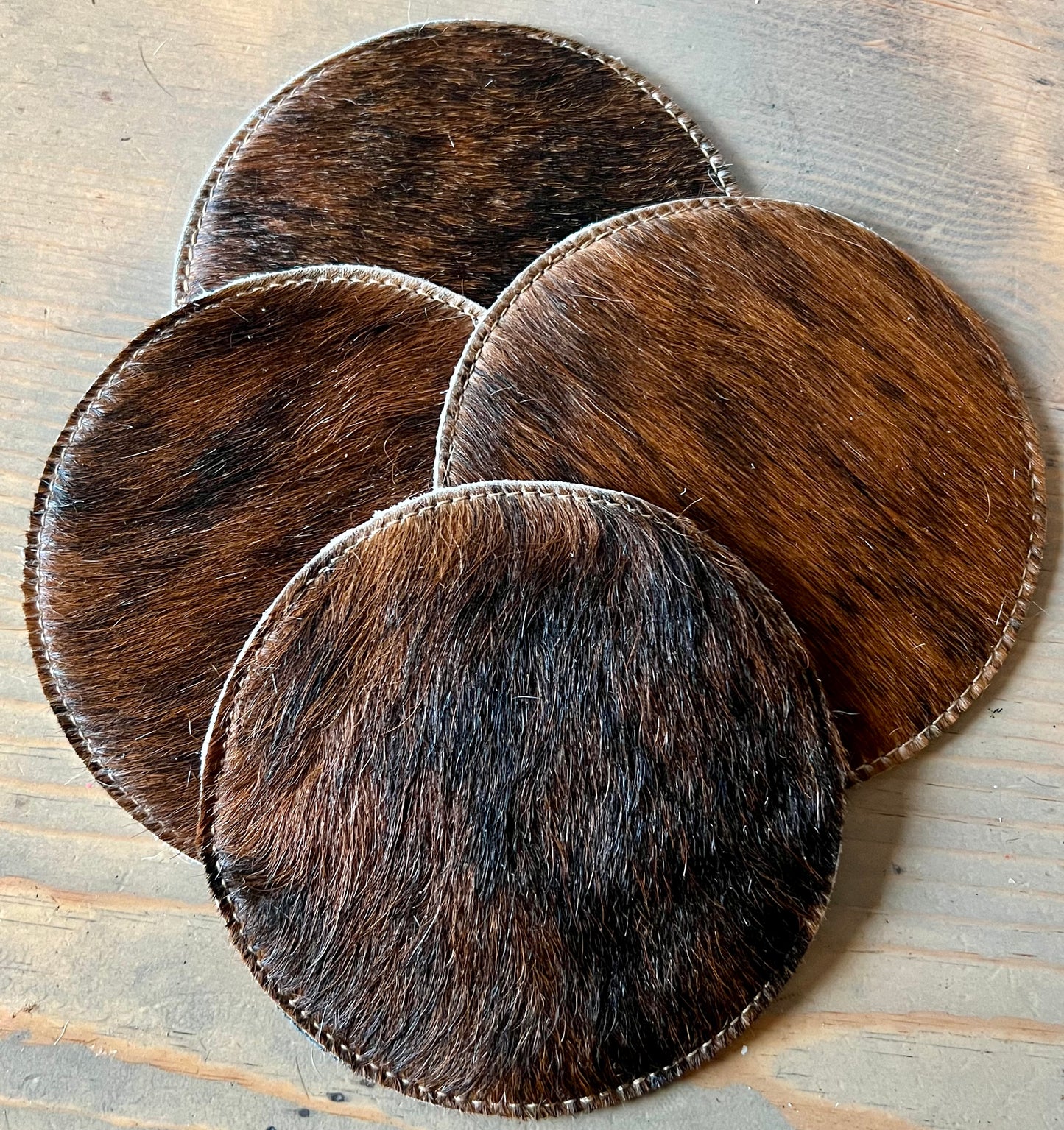 Brown and Black Cowhide Coasters