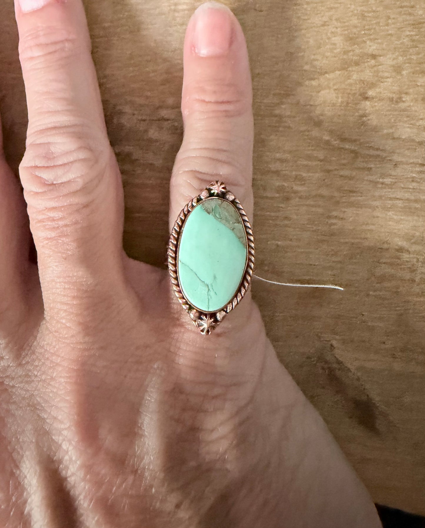 Broken Arrow Variscite Copper Ring