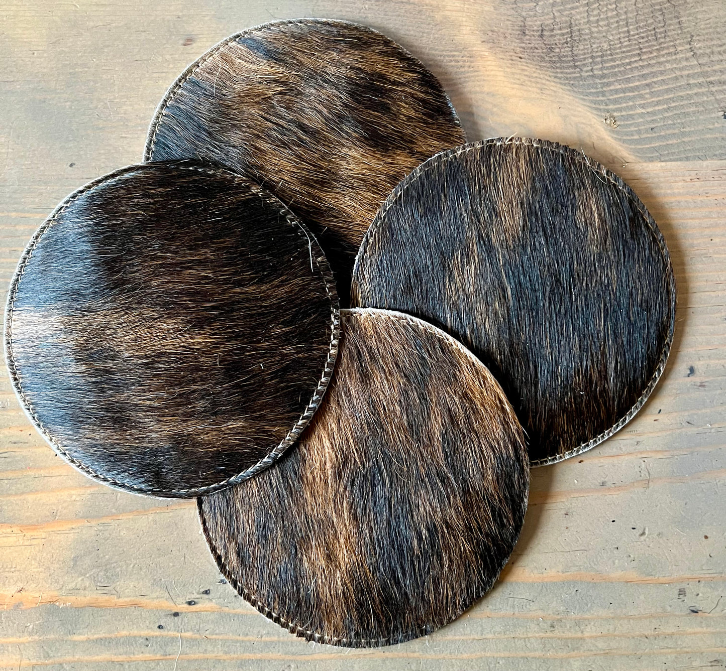 Brown and Black Cowhide Coasters