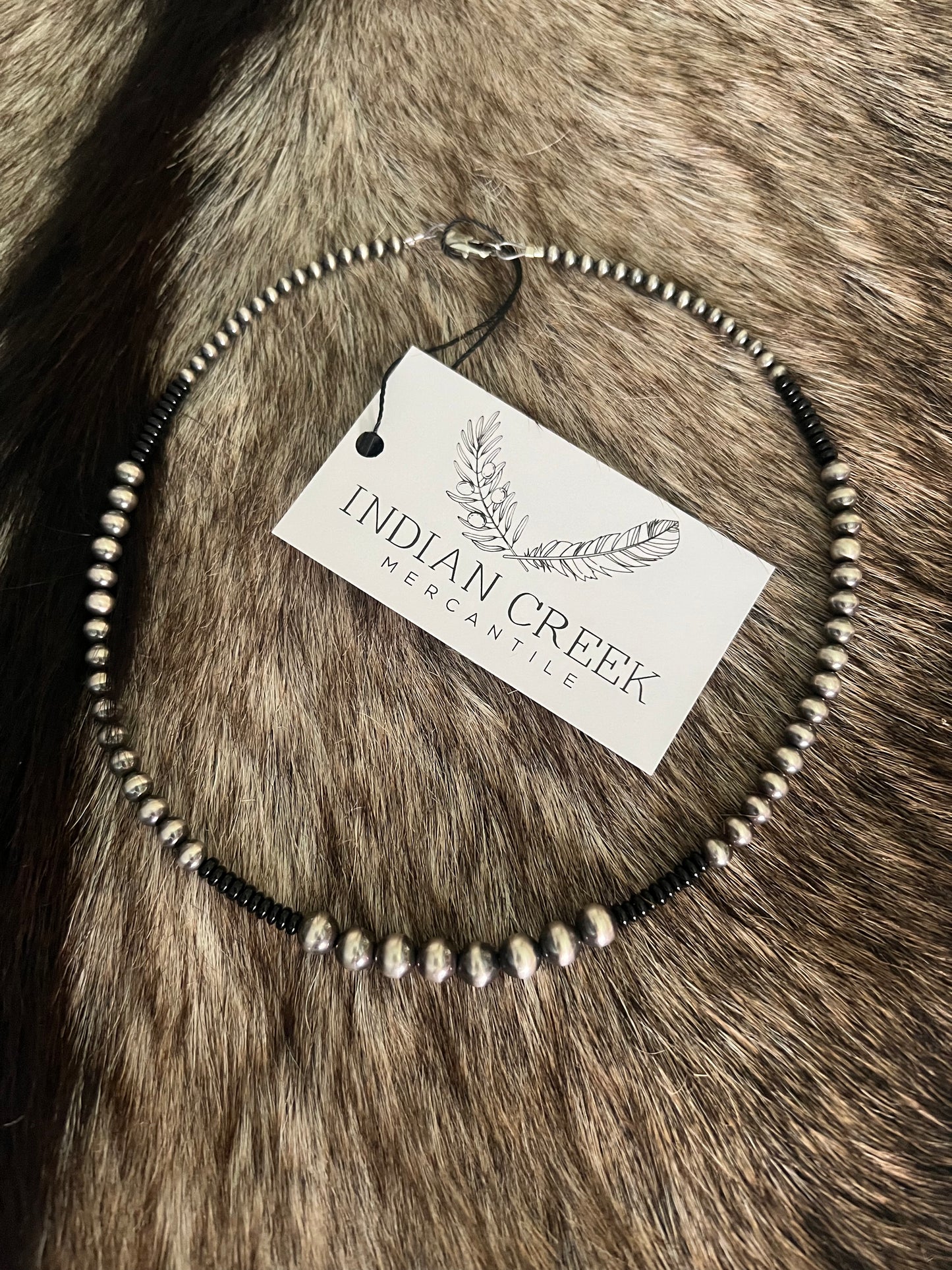 Graduated Sterling Pearl and Black Onyx Necklace