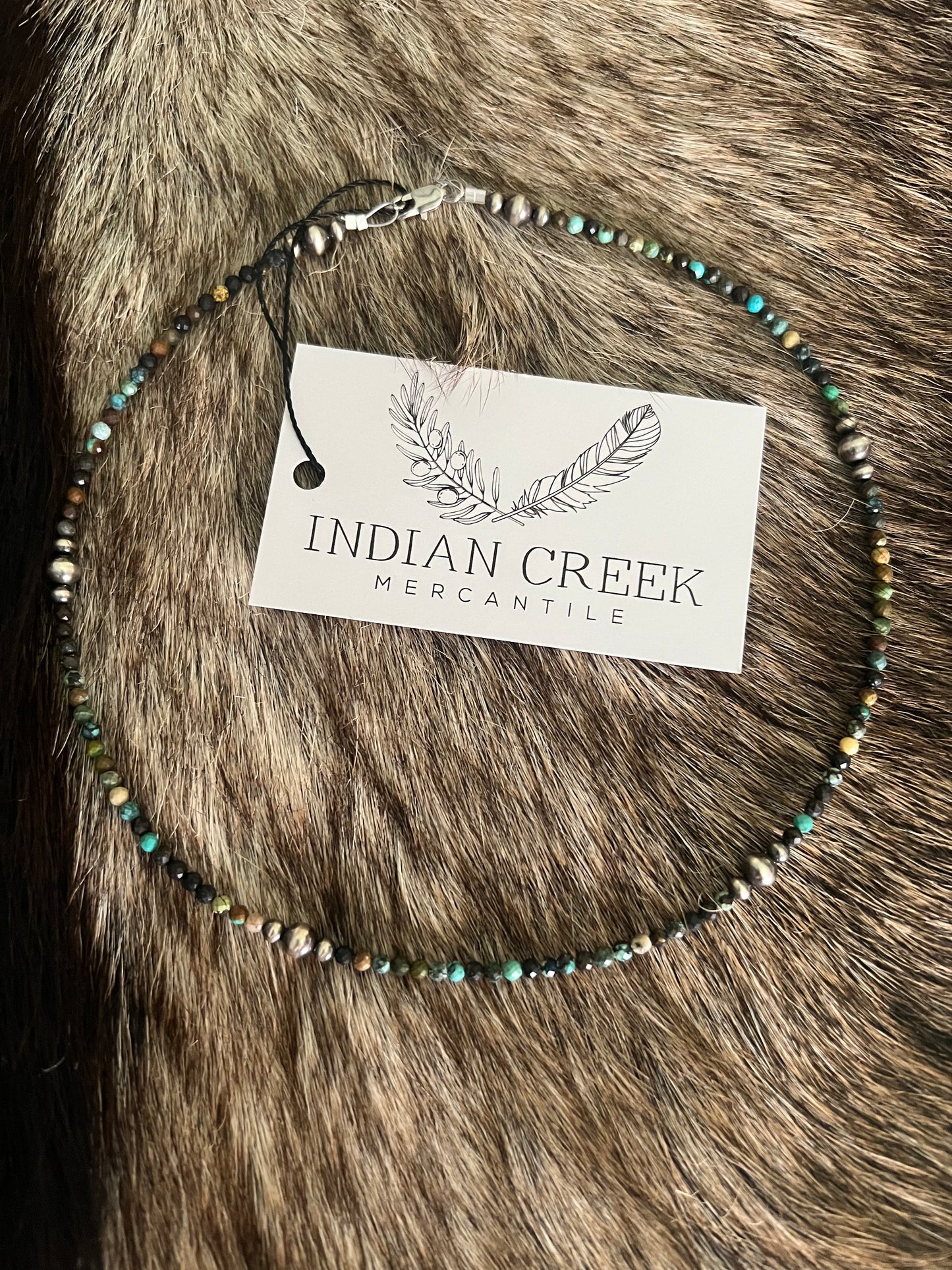 18” Turquoise Ombré and Sterling Pearl Necklace