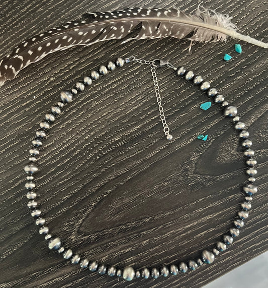 4,6,8mm Round Sterling Pearl Necklace