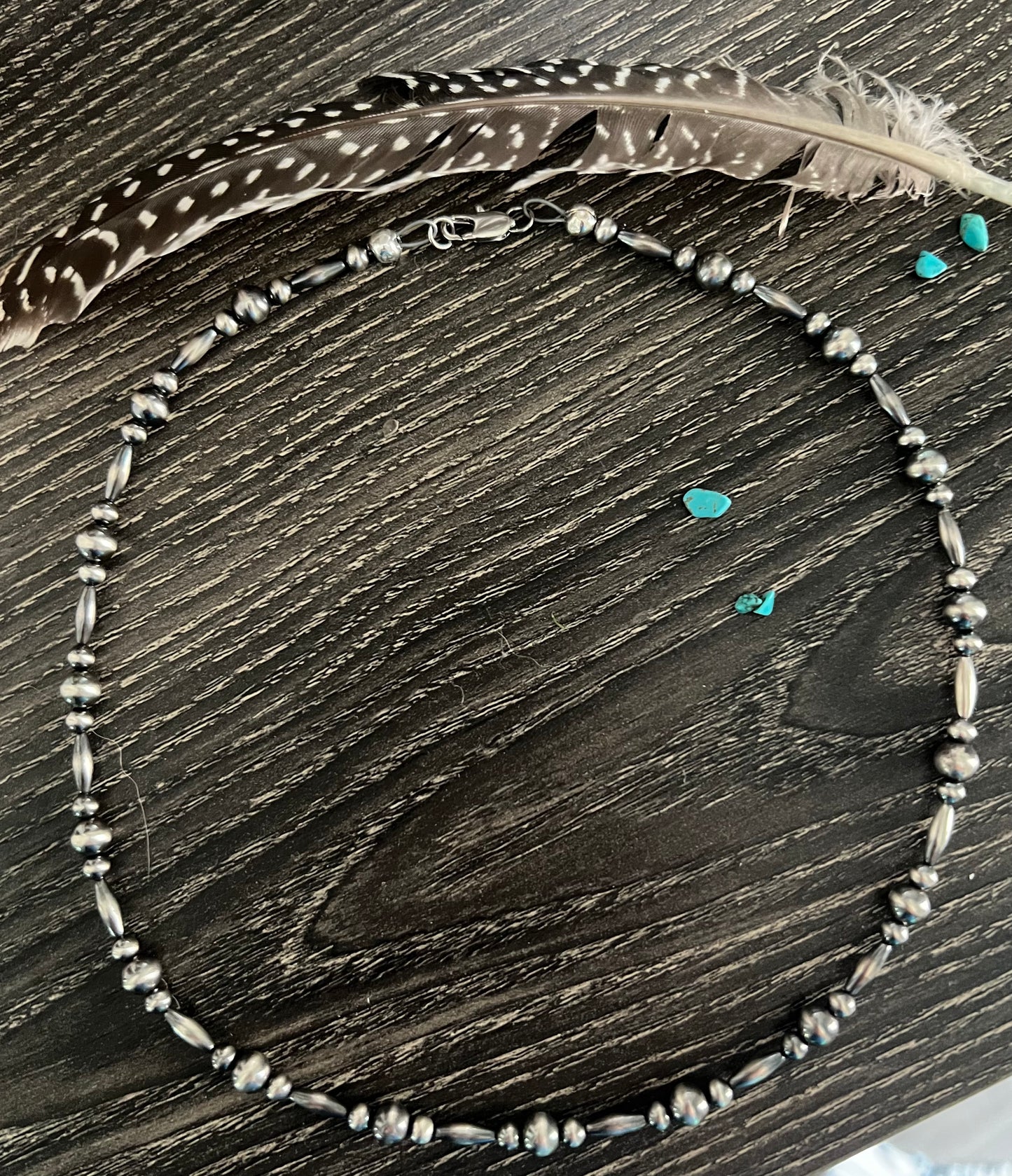 4 and 6 mm sterling pearl necklace, round and torpedo