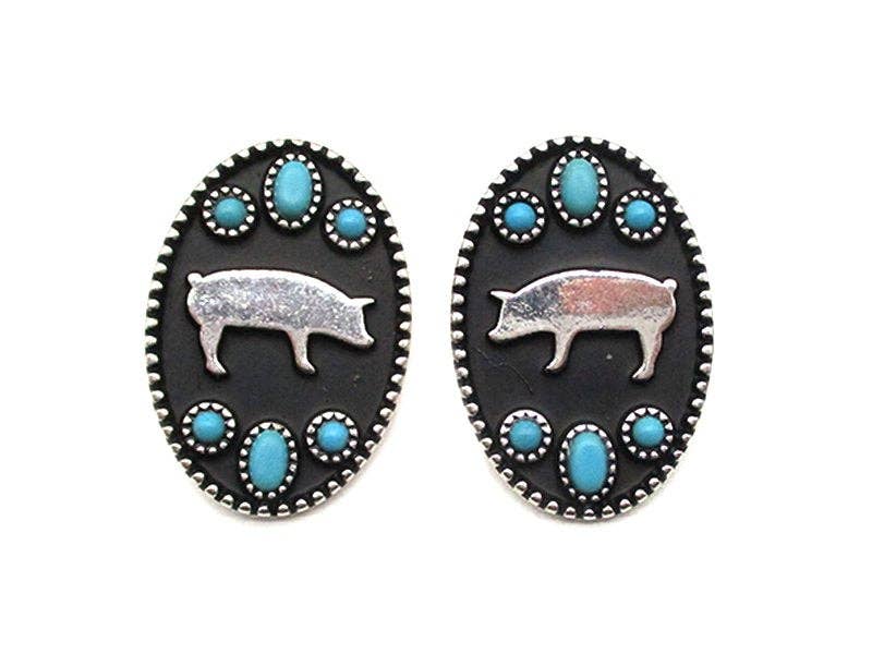 Western Pig Silhouette Post Earring