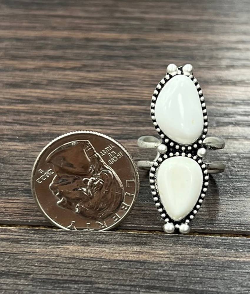 750466, White Turquoise Adjustable Ring