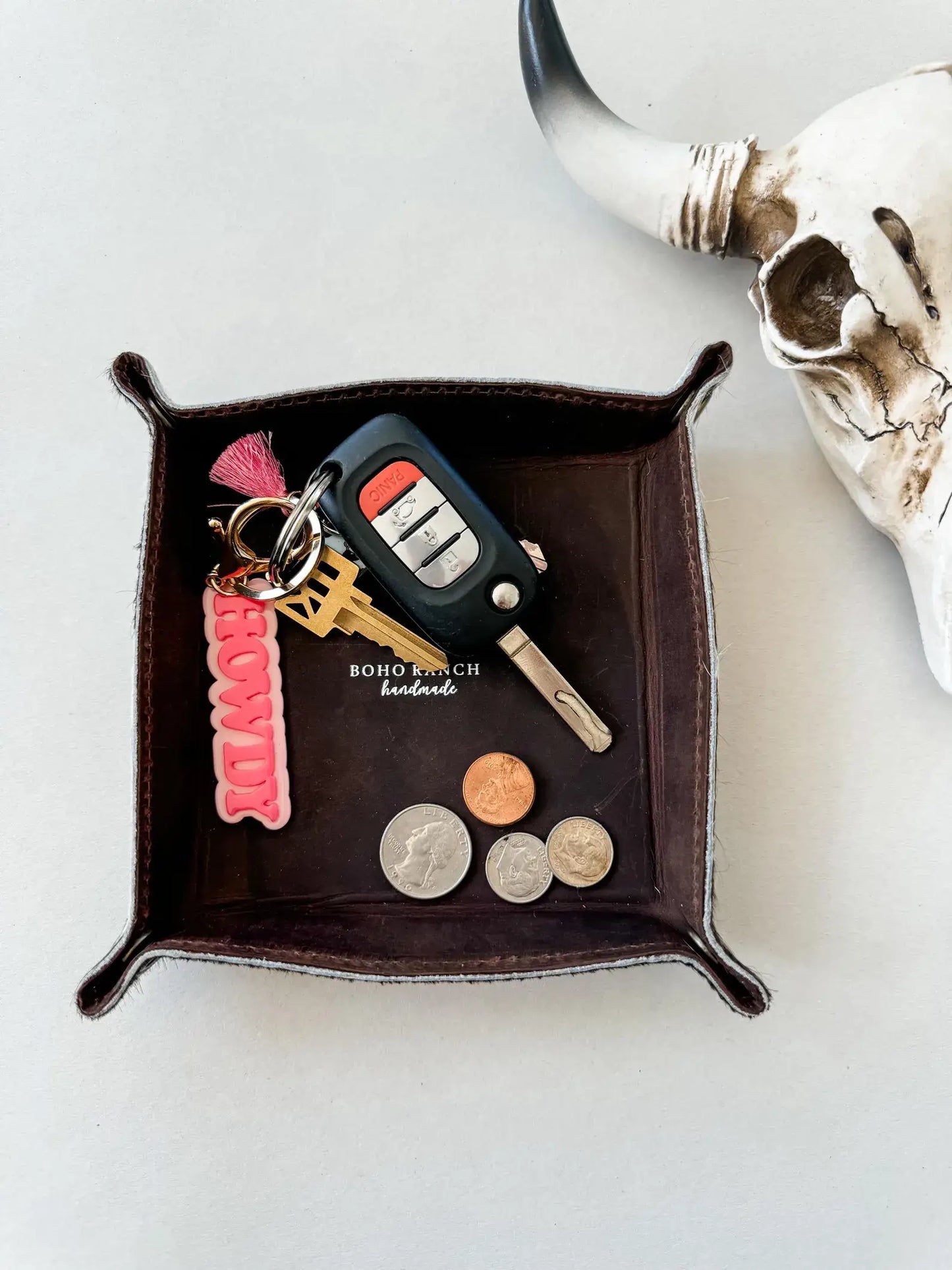 COWHIDE LEATHER TRAY - jewelry storage keys