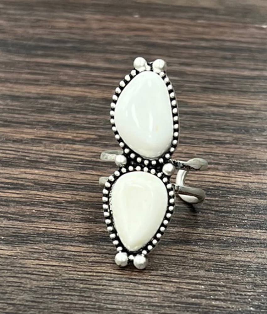 750466, White Turquoise Adjustable Ring