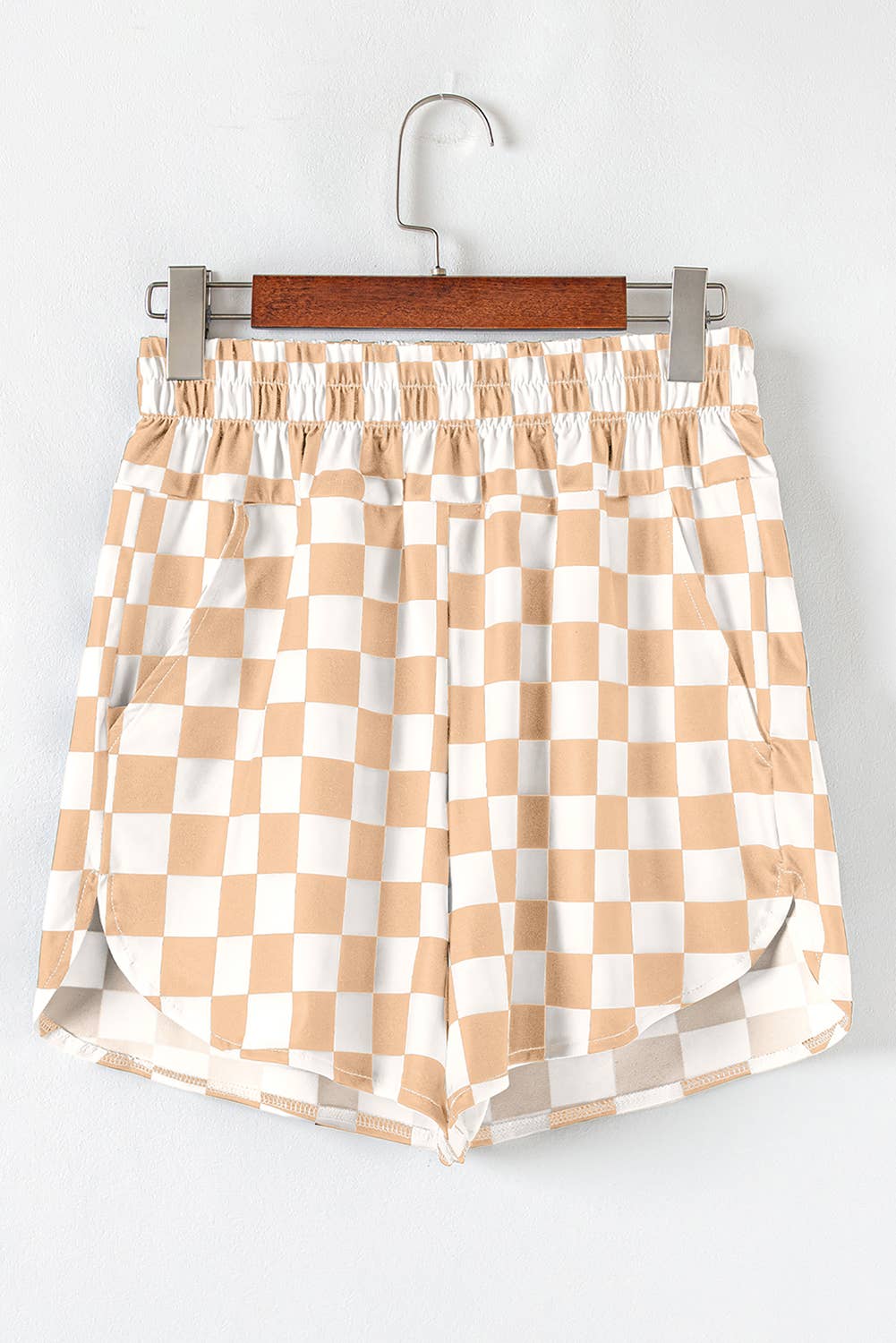 Checkered Print High Waist Casual Shorts