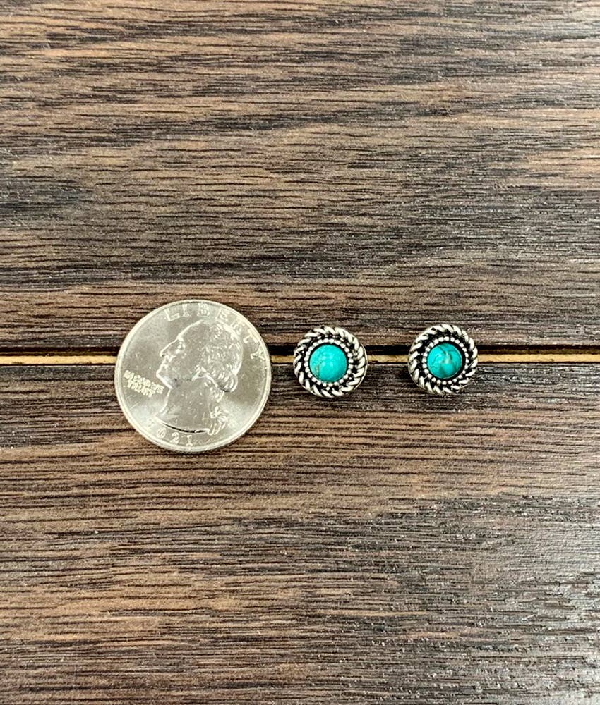 722778, 5mm Round Turquoise Stud Earrings