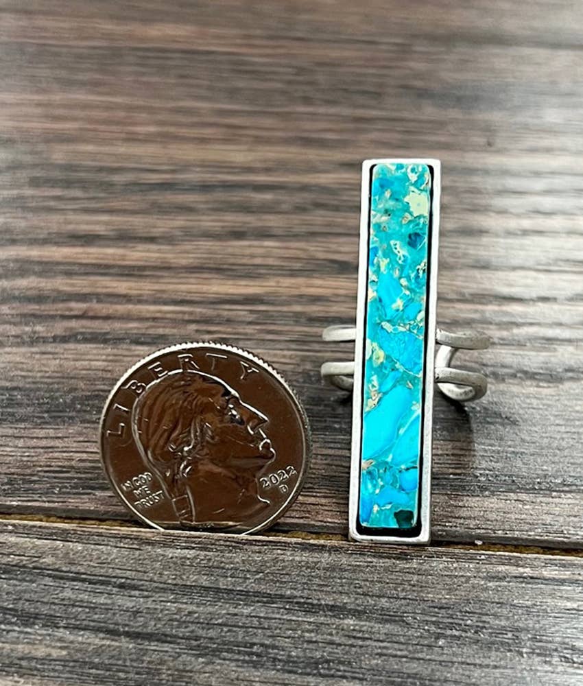 750499, 1.7" Bar Gemstone Adjustable Ring