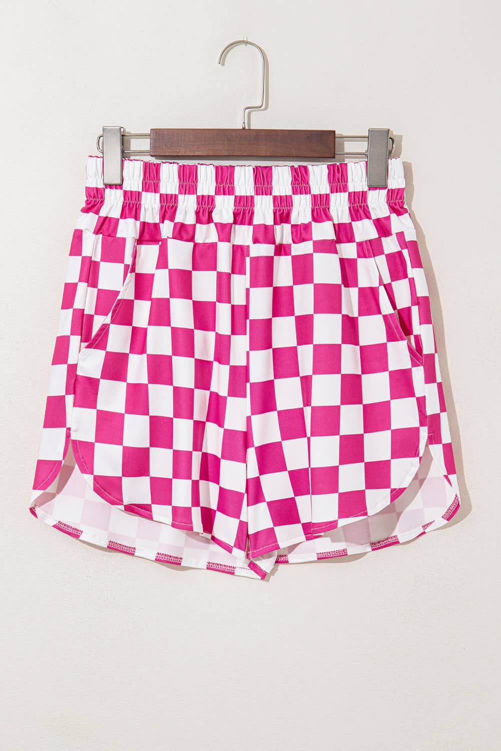 Checkered Print High Waist Casual Shorts