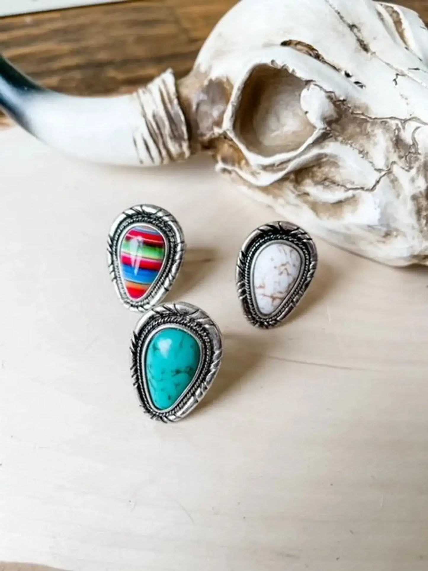 Western Teardrop Stone Cuff Ring