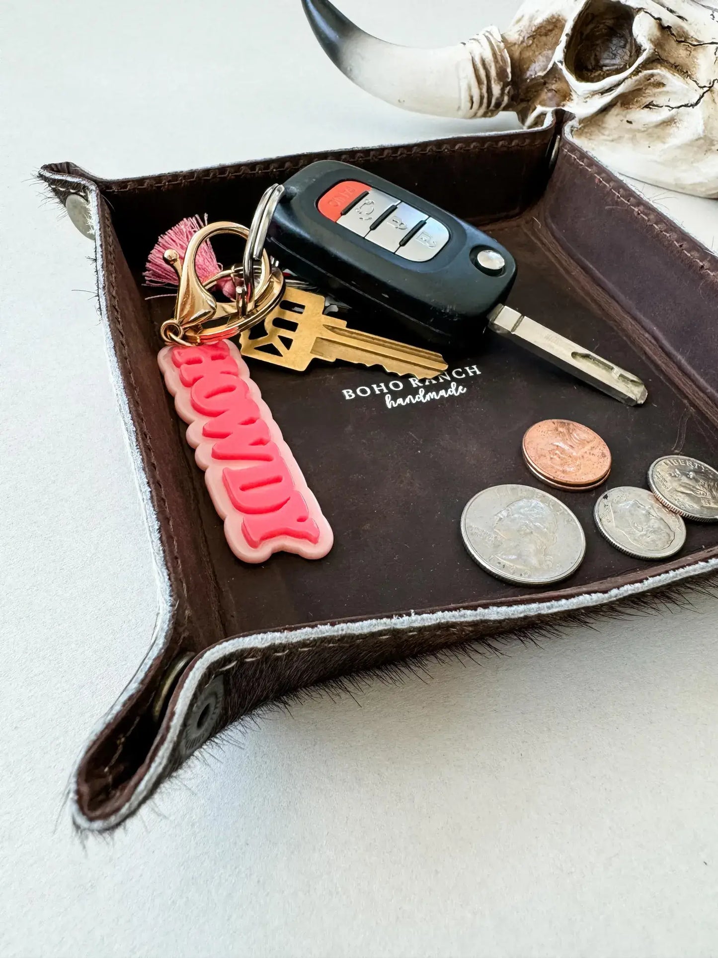 COWHIDE LEATHER TRAY - jewelry storage keys