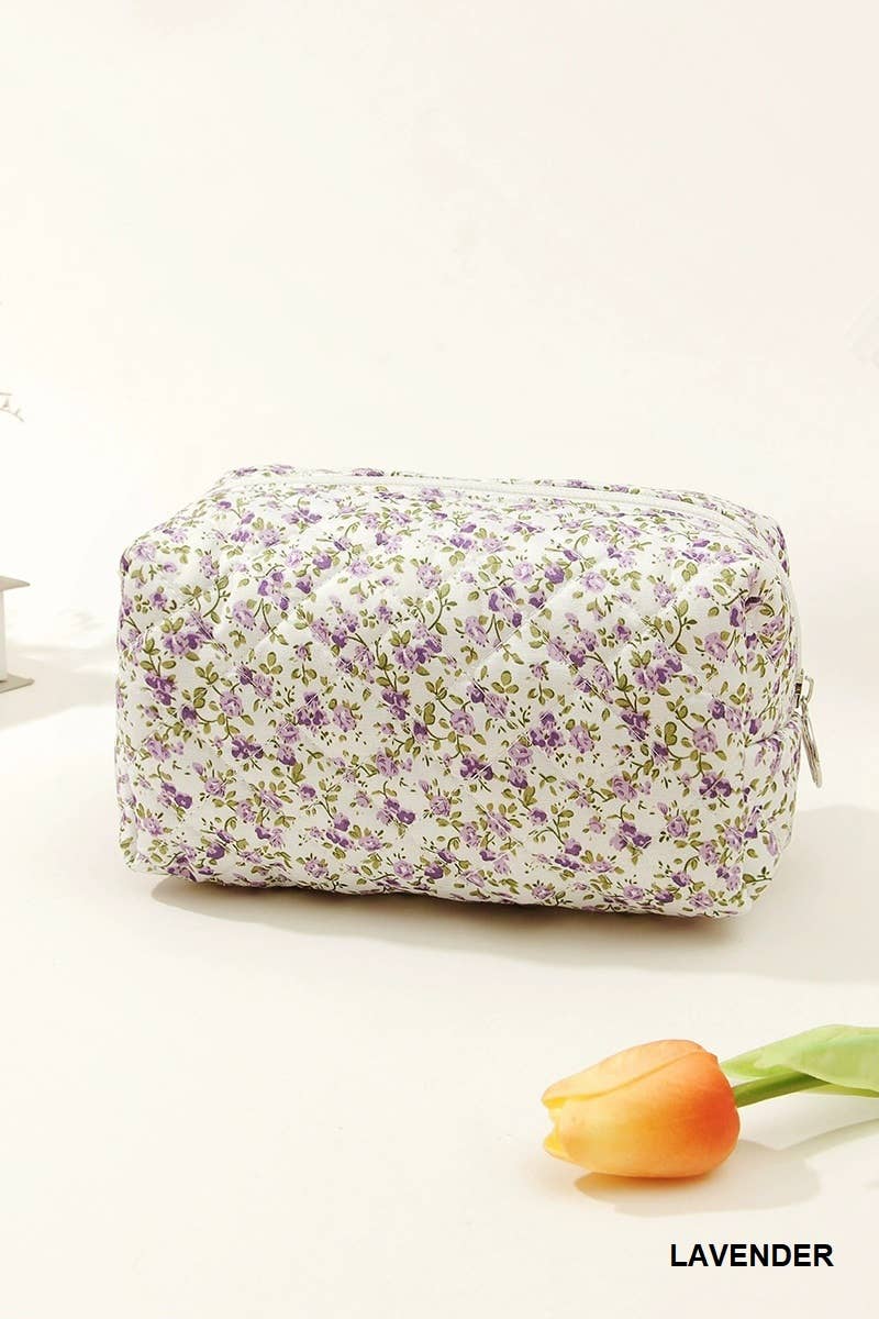 Ditsy Quilted Floral Cosmetic Pouch Bag
