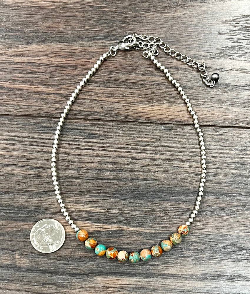 739053, 15" 8mm Round Gemstone Necklace