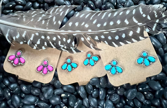 Flower Stone Stud Earring