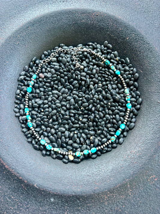 Turquoise and Navajo Bead Adjustable Necklace