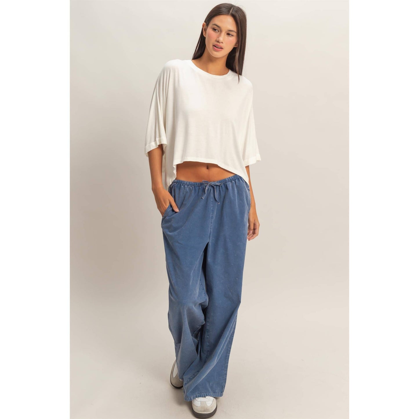 Relaxed High-Low Batwing Sleeve Top