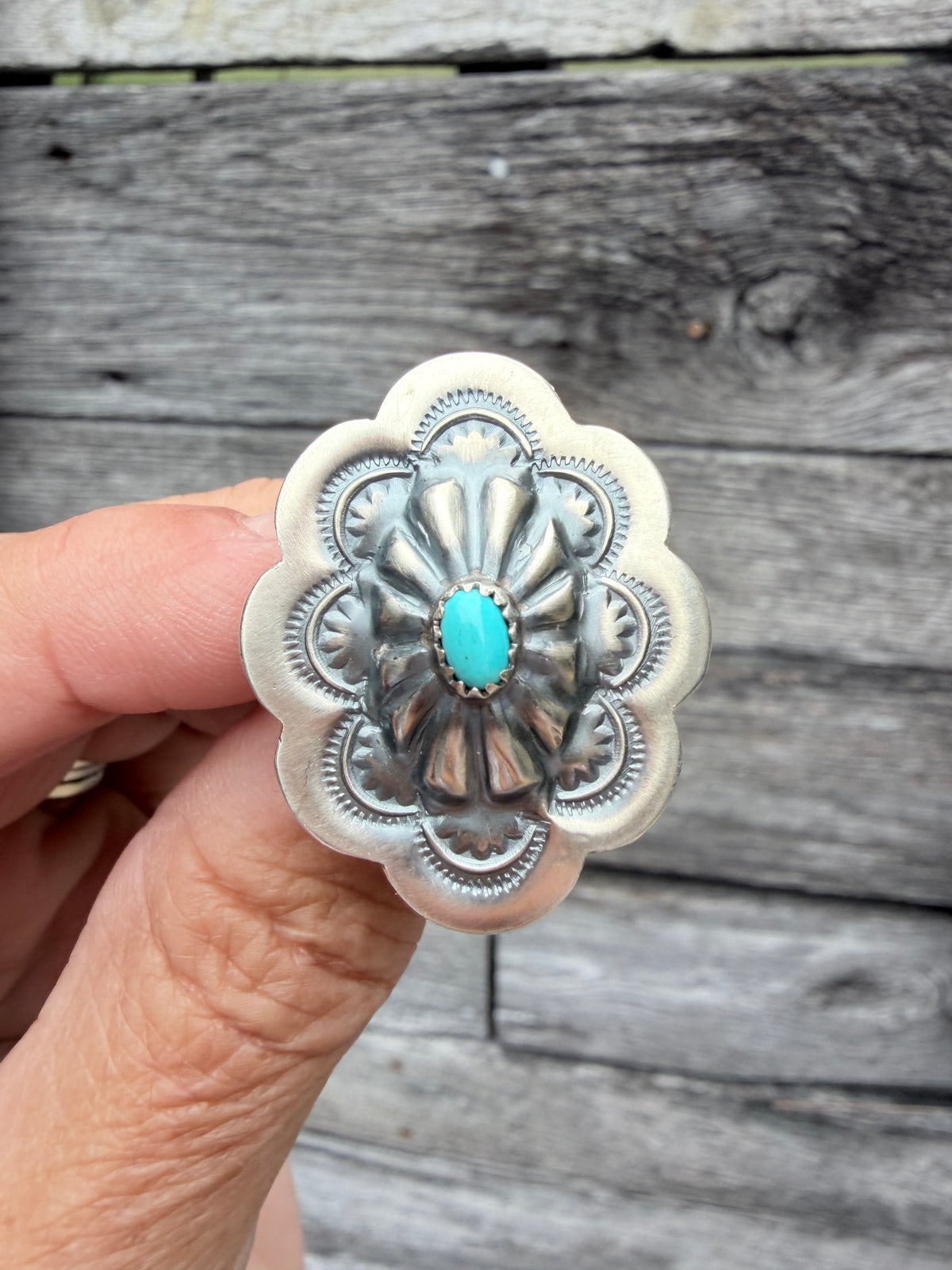 Native Made Kingman Concho Ring By Ray Begay