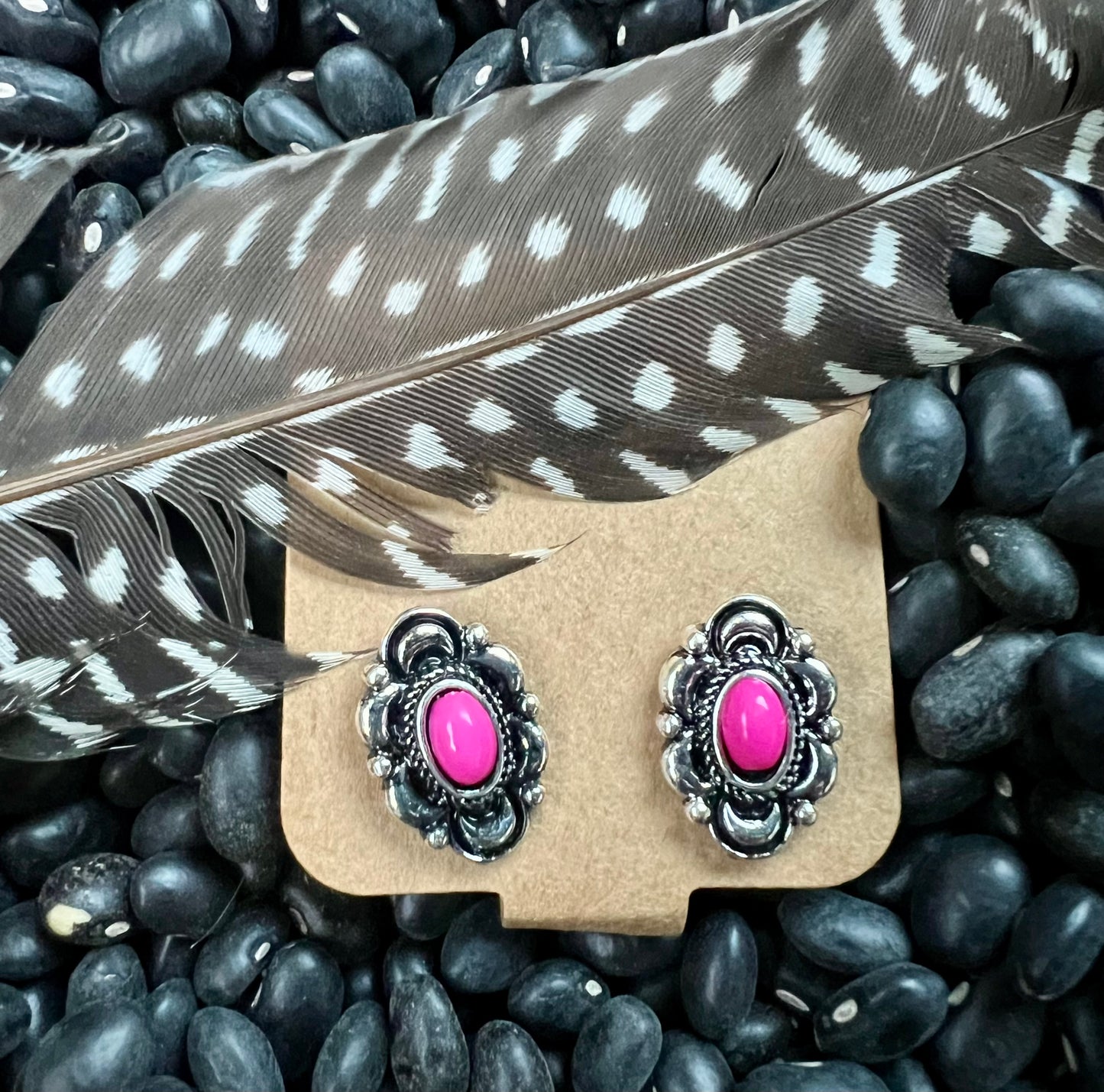 Oval Stone Stud Earrings