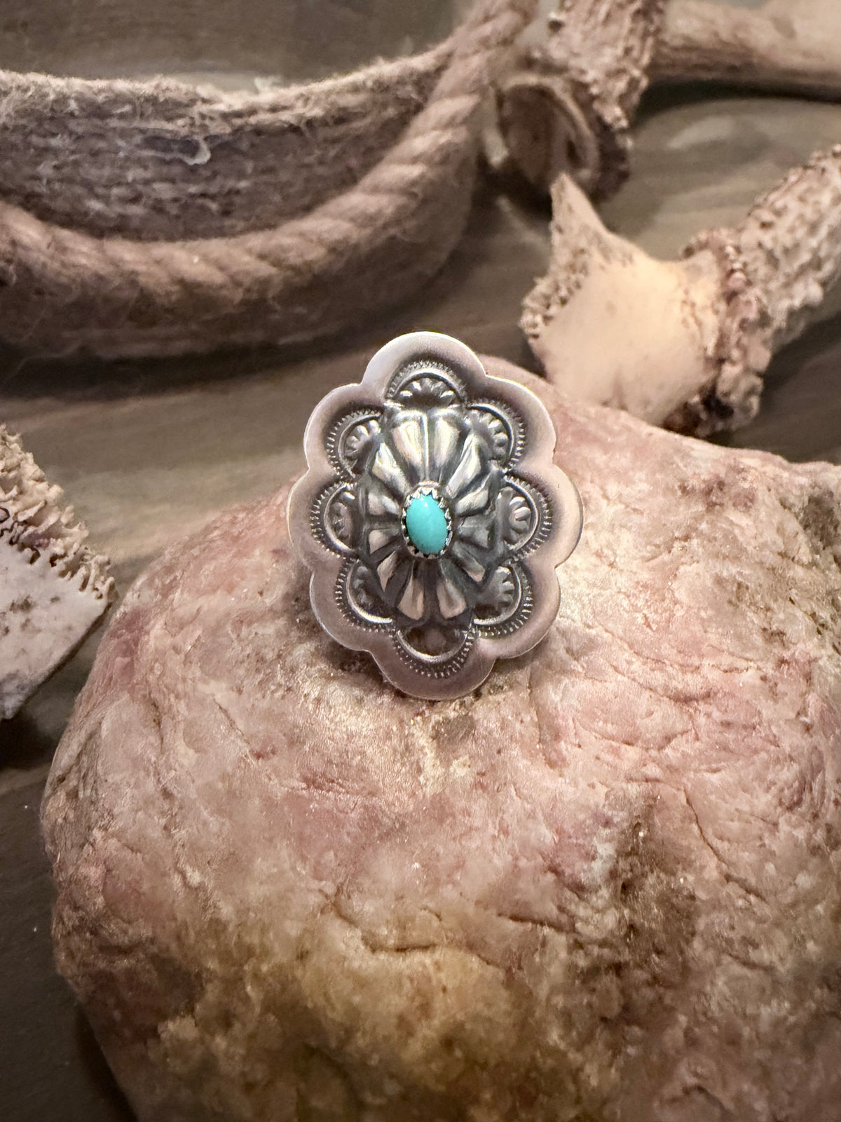 Native Made Kingman Concho Ring By Ray Begay