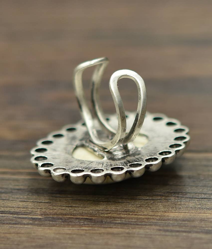 750204, White Turquoise Adjustable Ring