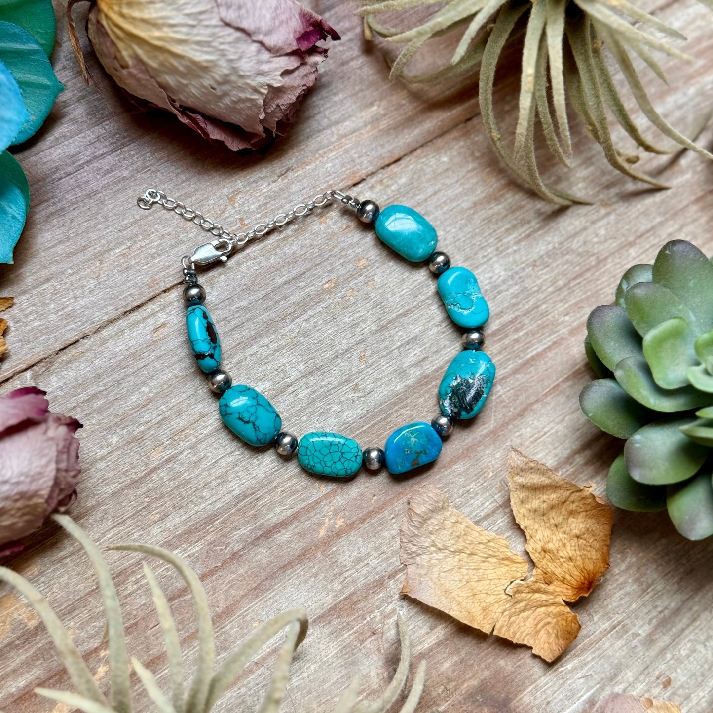 Bright Blue Turquoise Bracelet – 6 1/4"  – Large Oval