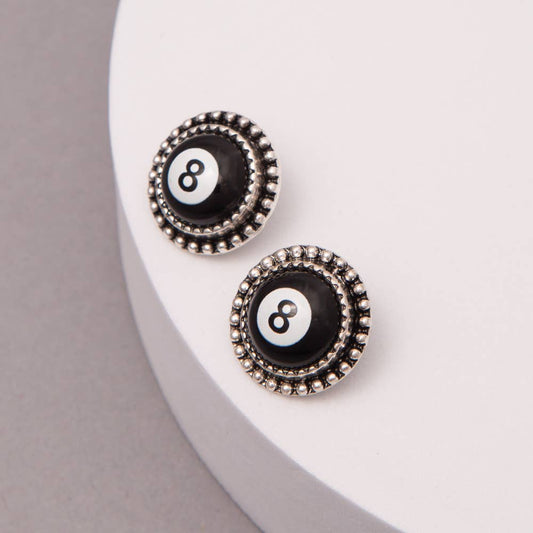 Western 8 Ball Post Earrings