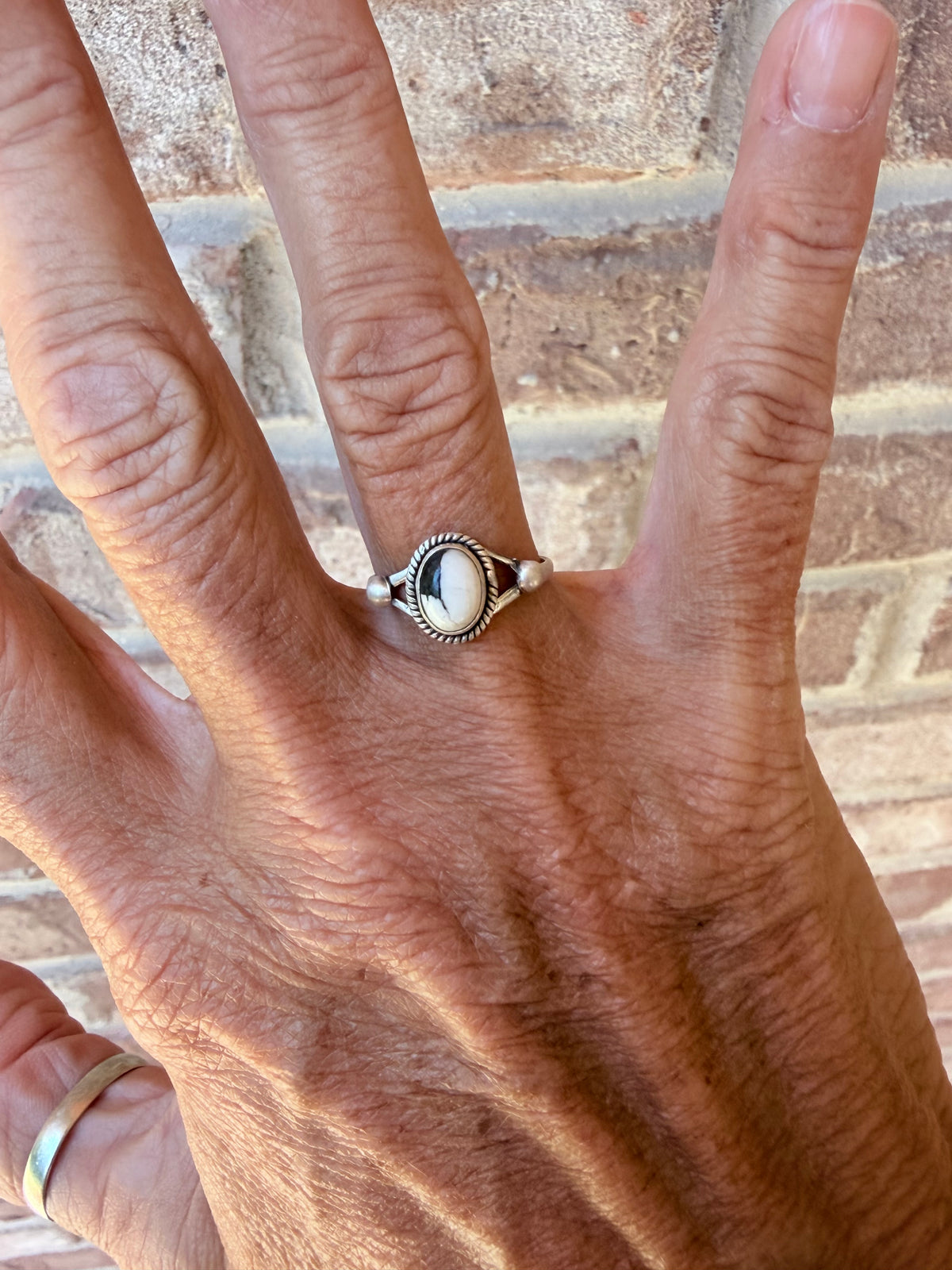 Sterling Silver White Buffalo Ring