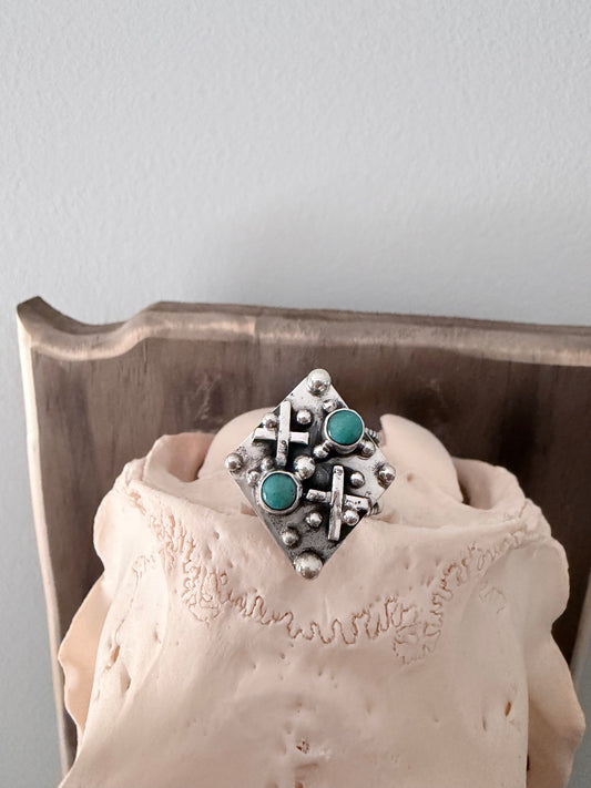 Native Made By Harold Becenti Kingman Turquoise Sterling Silver Cuff Ring