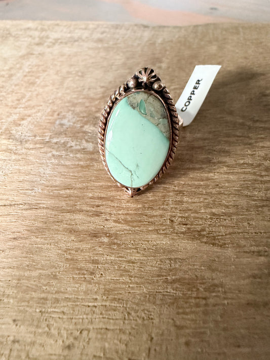 Broken Arrow Variscite Copper Ring