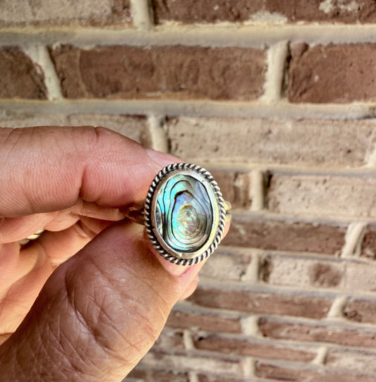 Abalone and Sterling Silver Ring