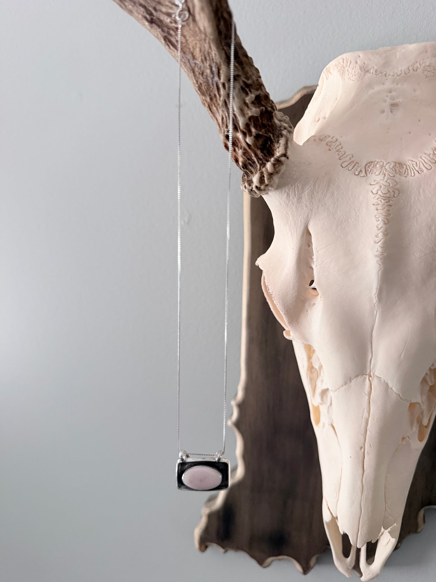 Native Made by Desiri Martin Sterling Silver and Pink Conch Necklace