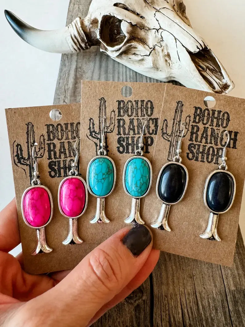 Western Squash Blossom Dangle Earrings