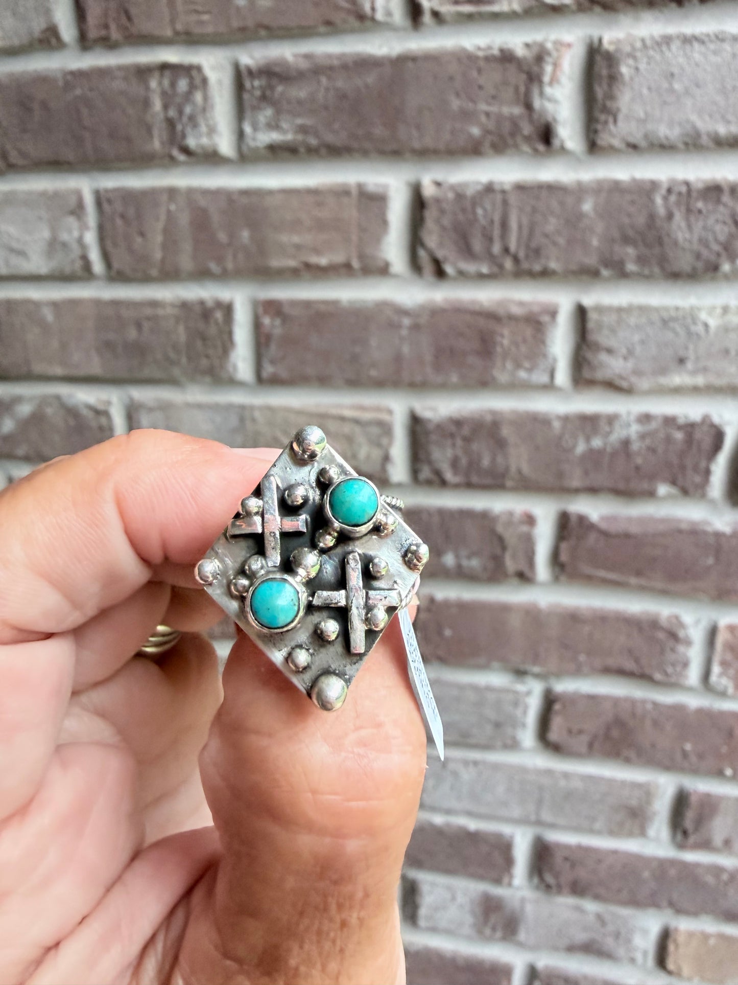 Native Made By Harold Becenti Kingman Turquoise Sterling Silver Cuff Ring