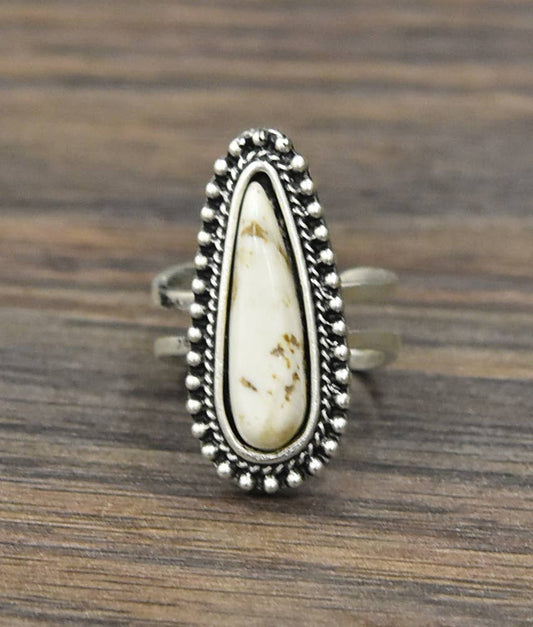 750264, White Turquoise Adjustable Ring
